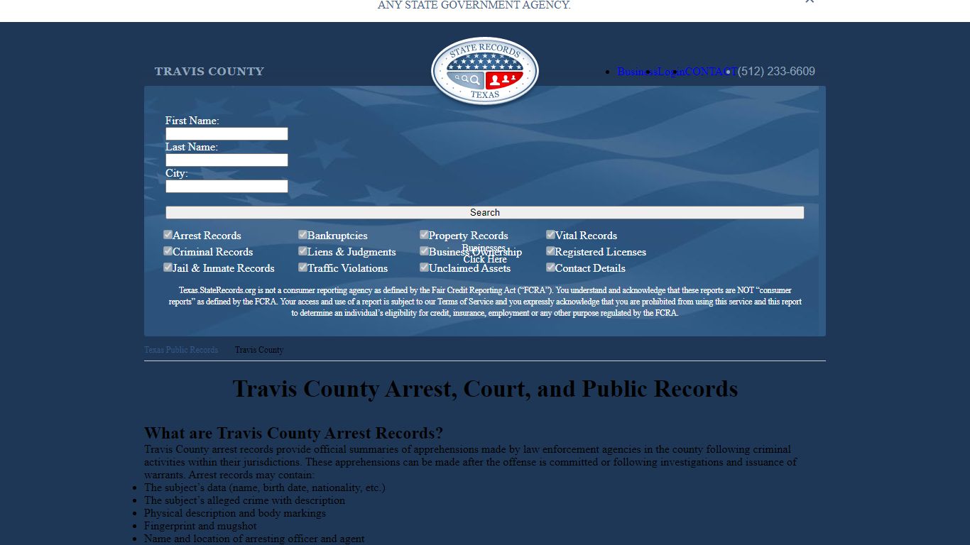 Travis County Arrest, Court, and Public Records