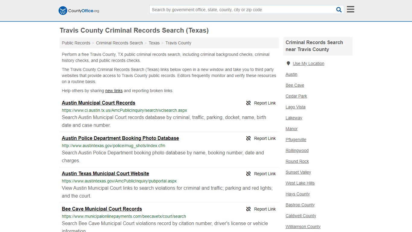 Travis County Criminal Records Search (Texas) - County Office